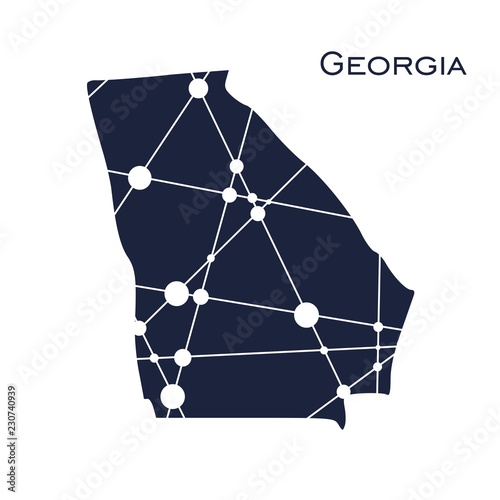 Image relative to USA travel. Georgia state map textured by lines and dots pattern