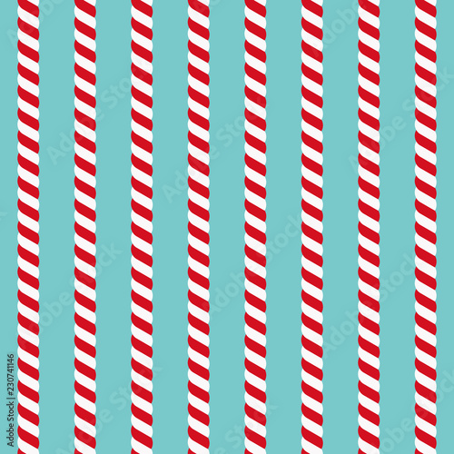 Candy canes vector background. Seamless xmas pattern with red and white candy cane stripes. Great for wrapping paper and wallpapers