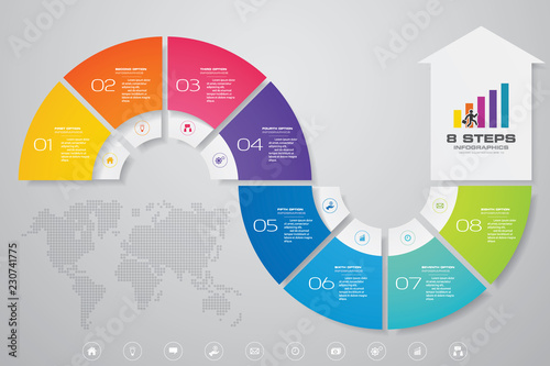 8 steps of arrow infografics template. for your presentation. EPS 10.