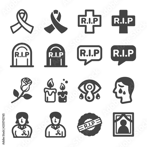 rip,commemorate,remembrance icon set,vector and illustration