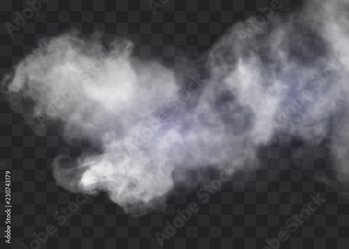 Transparent special effect stands out with fog or smoke. White cloud vector, fog or