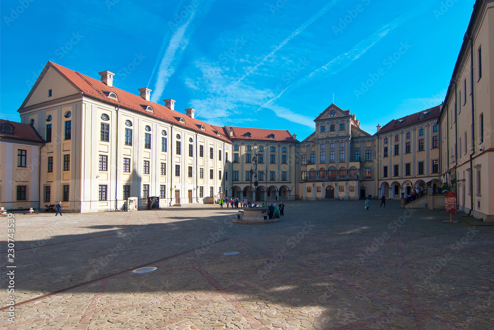 Nesvizh. Belarus. Radziwill Castle.  Palace and castle complex. Courtyard