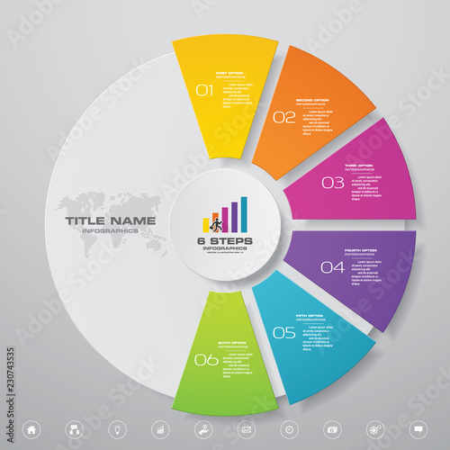 6 steps cycle chart infographics elements. EPS 10.	
