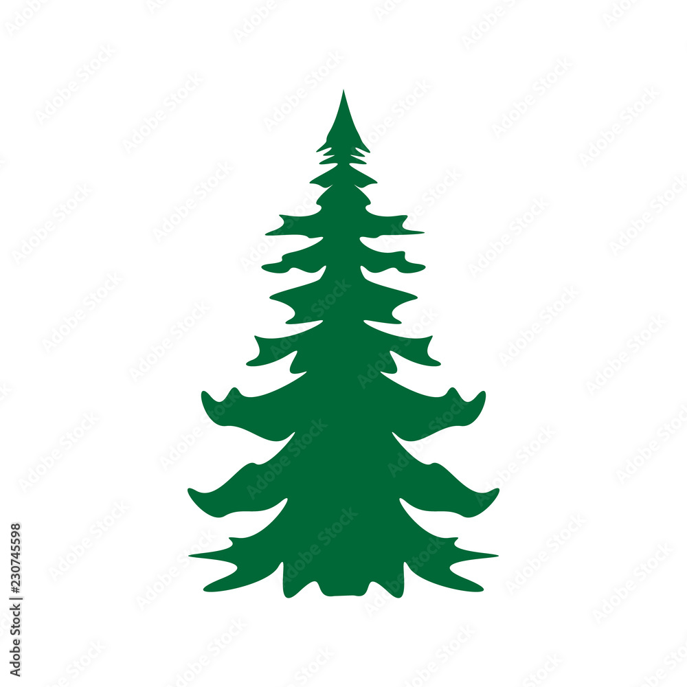 Silhouette of fir-tree in vector format.Vector illustration. Christmas tree.