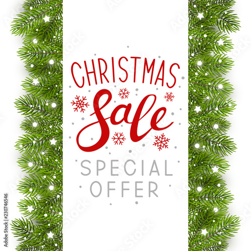 Christmas tree border with holiday decor