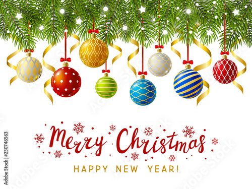 Christmas tree border with holiday decor