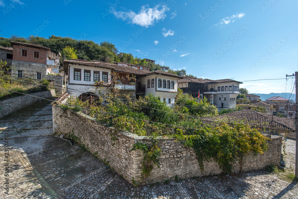 Ethnographic museum in Berat, Albania. Old town, historic city. World Heritage Site by UNESCO built in ottoman style. also called city of a thousand windows.