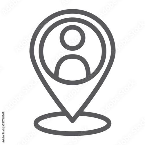 Local seo line icon, optimisation and location, pin sign, vector graphics, a linear pattern on a white background.