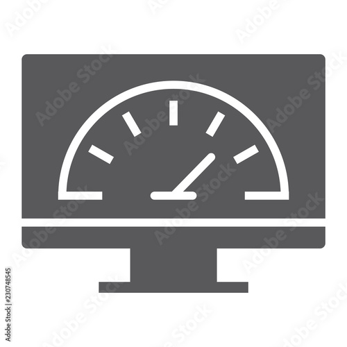 Speed optimization glyph icon, traffic and internet, spedometer sign, vector graphics, a solid pattern