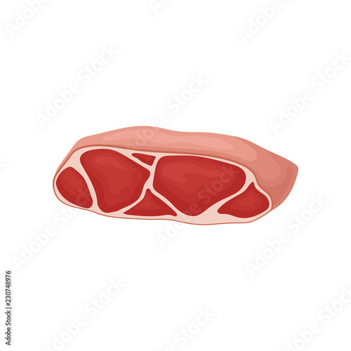 Raw beef tenderloin. Peace of fresh meat for BBQ. Organic meat product. Flat vector for banner or menu of butcher shop
