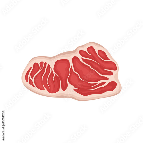 Raw beef tenderloin. Fresh meat. Organic farm product. Flat vector element for menu of butcher shop