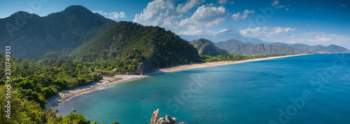 Aerial view of Cirali Beach from ancient Olympos shore,. Antalya - Turkey. photo