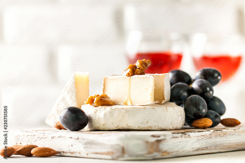 Brie cheese or Camembert with grapes