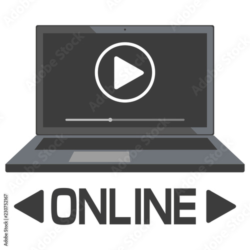 hand drawn watch online concept, watch online logo, online tv icon isolated on white background, video player label, watch tv emblem, vector graphic to design