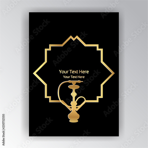 Golden silhouette hookah vector illustration on black Art Deco/ Art Novo background, elegant retro background, creative logotype . for web and print