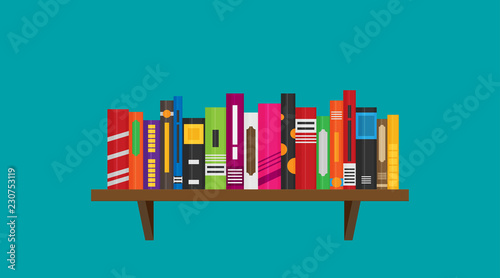 Flat bookshelf. Vector icon, illustration. Modern design