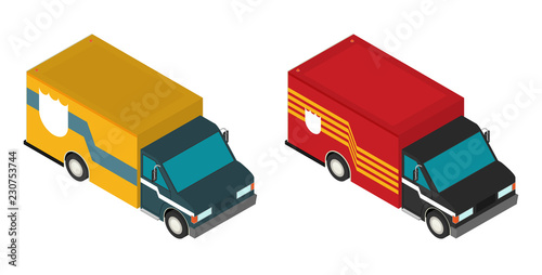 Vector Free Shipping car flat colorful  isometric