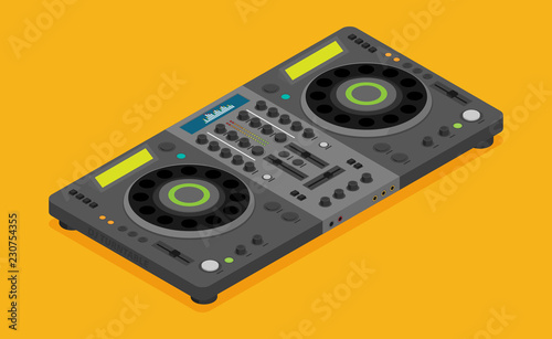 DJ turntable device in flat style vector isolated on background