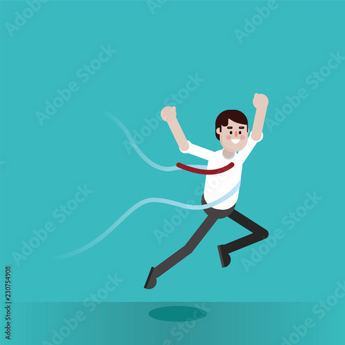 Businessman successfully finishes