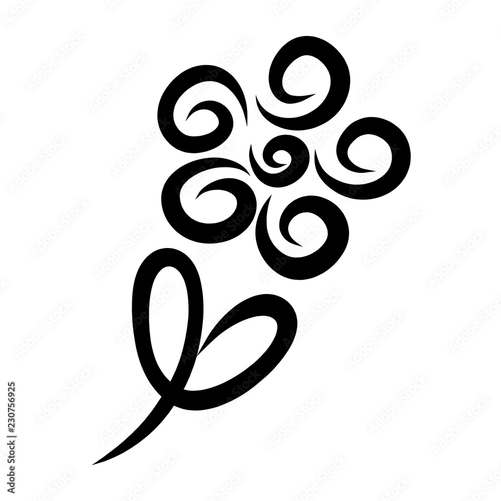 Funny flower from curls with leaves in the shape of a heart Funny flower from curls with leaves in the shape of a heart