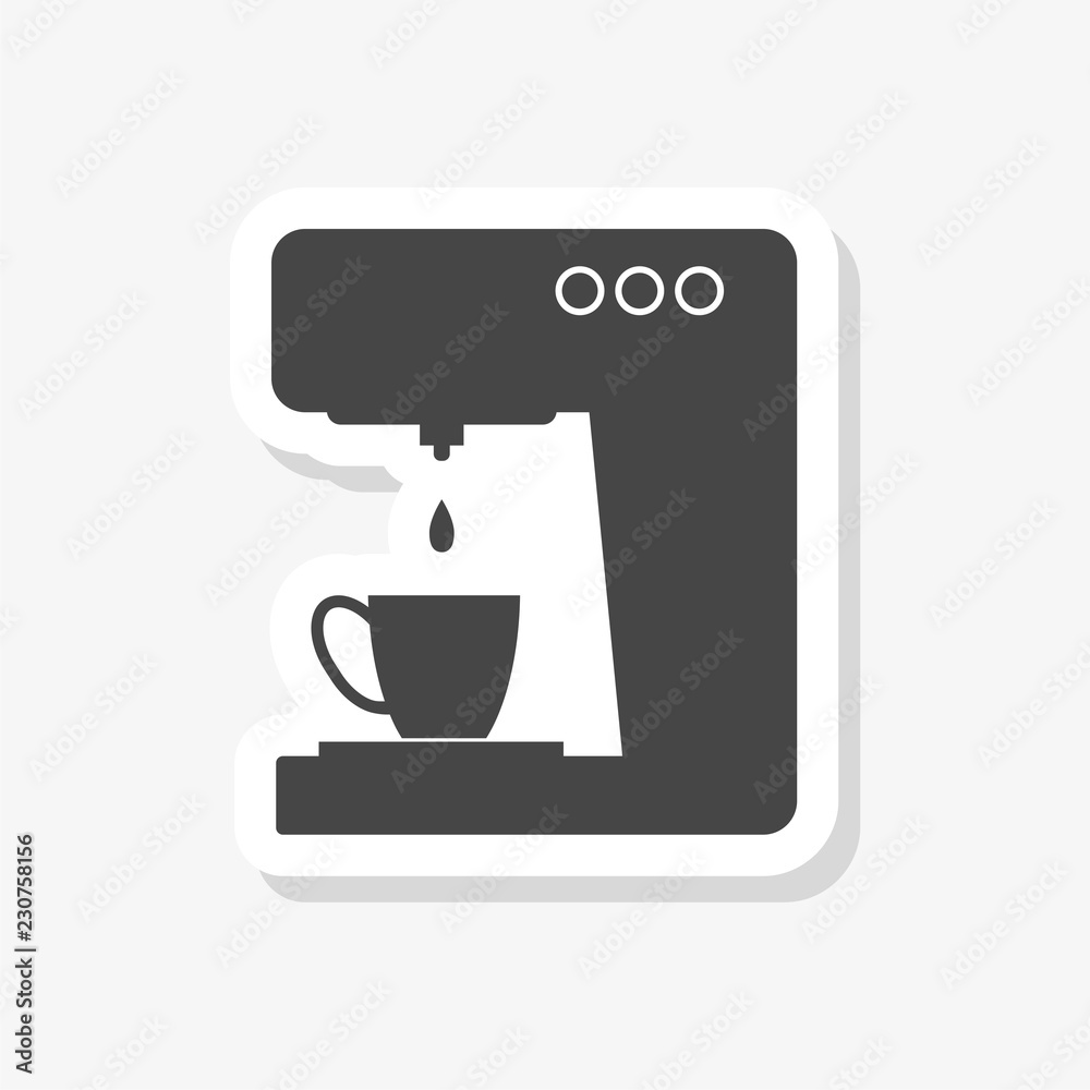 Coffee maker sticker isolated on white background Stock Illustration |  Adobe Stock
