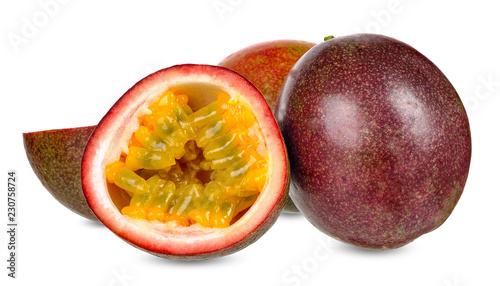Passion fruit isolated on white clipping path
