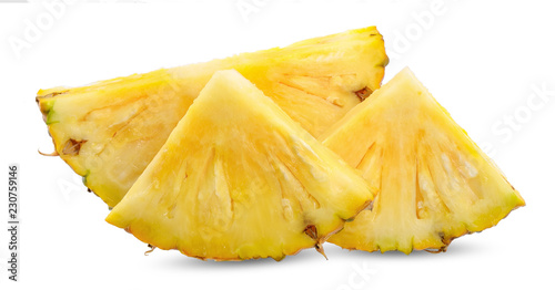 Slice pineapple isolated on white clipping path
