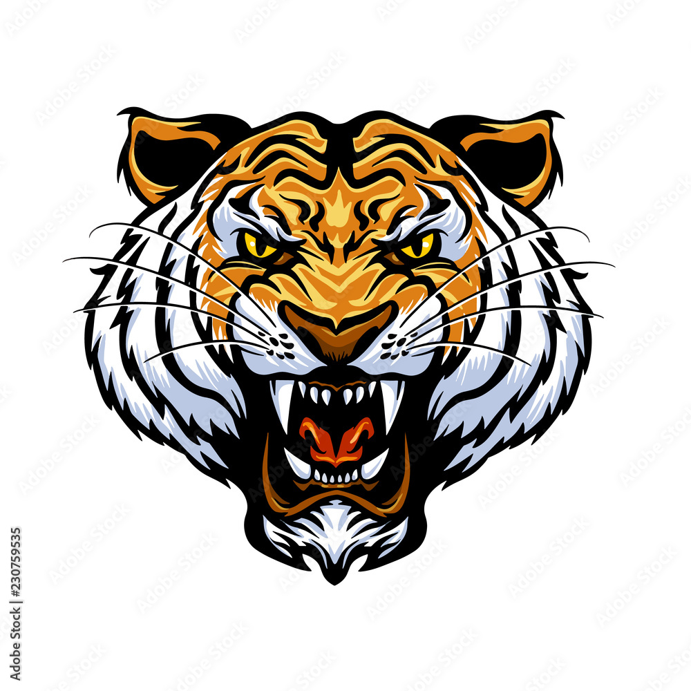 Cartoon tiger face Vector illustration