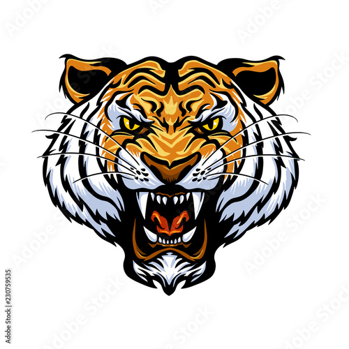 Fototapeta Naklejka Na Ścianę i Meble -  Cartoon tiger face Vector illustration