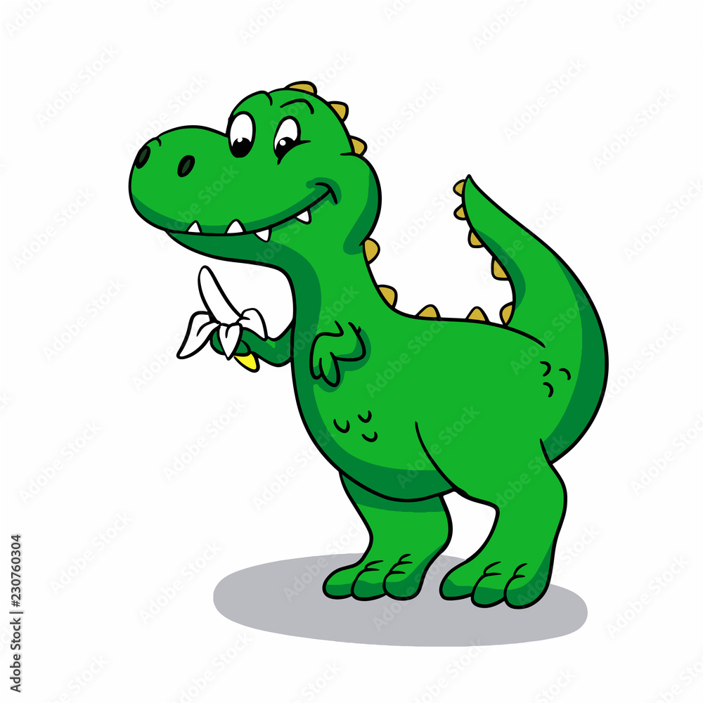 Obraz premium dinosaur eating banana Vector illustration