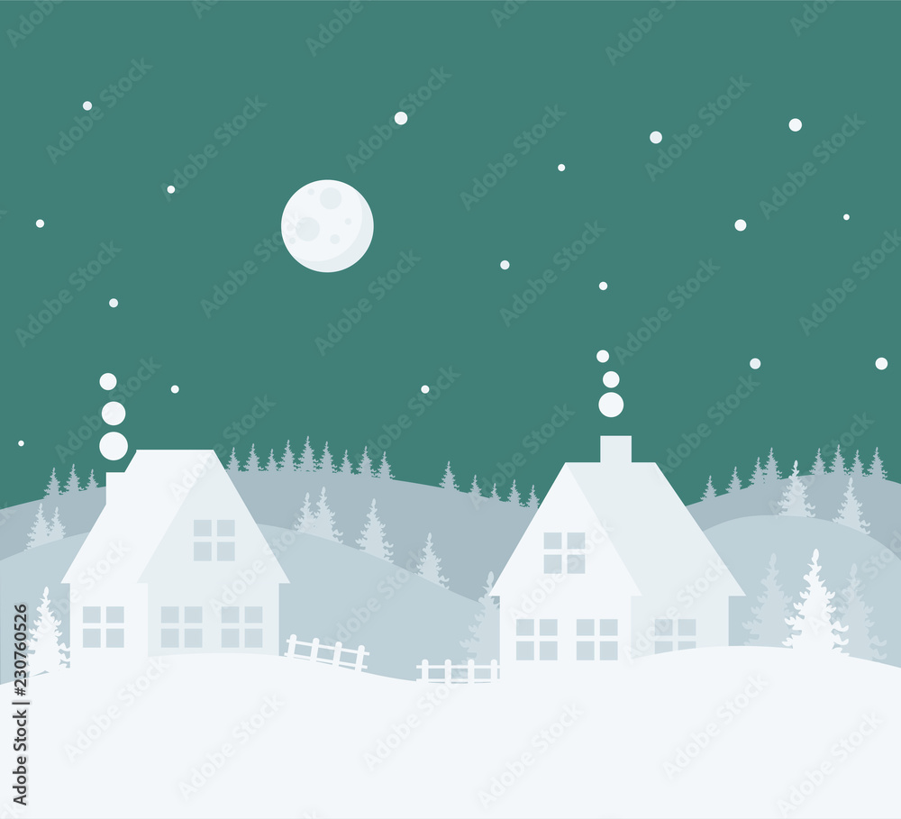 Merry Christmas and Happy New Year. A small winter city. Paper art in digital style. Vector illustration. Merry Christmas and Happy New Year. A small winter city. Paper art in digital style. Vector illustration.