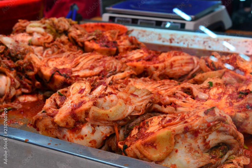 Hot kimchi in Yanji market, Korean minority region, Yanbian, Jilin, China