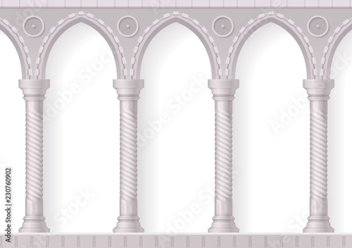 Carta da parati Four Antique White Columns Realistic Composition