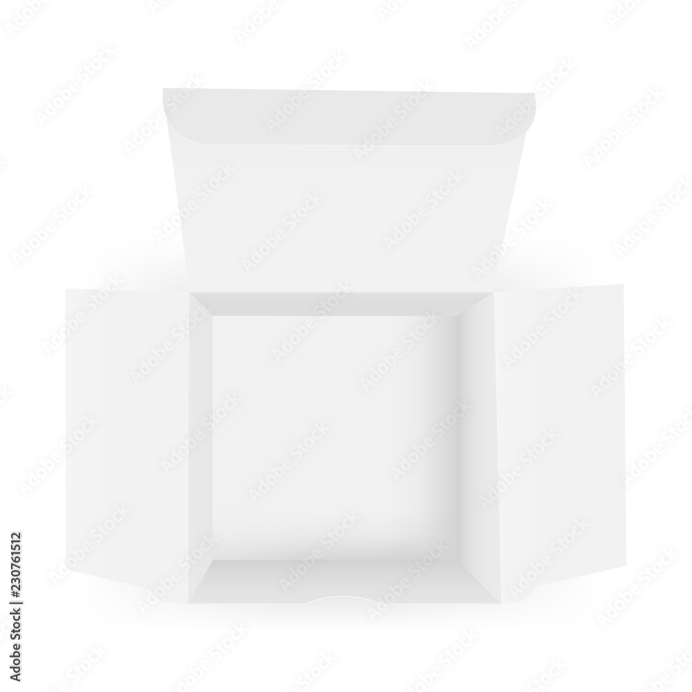Empty opened paper box mock up - top view. Vector illustration Empty opened paper box mock up - top view. Vector illustration