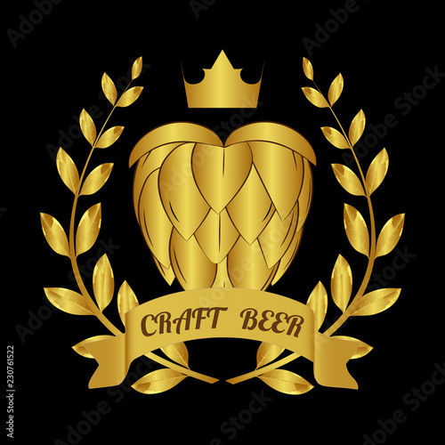 Craft beer emblem. Beer hop vector