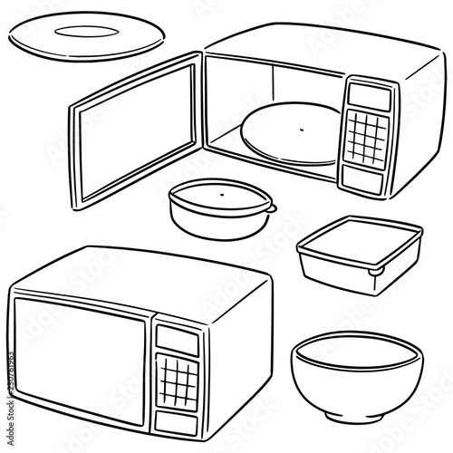 vector set of microwave oven