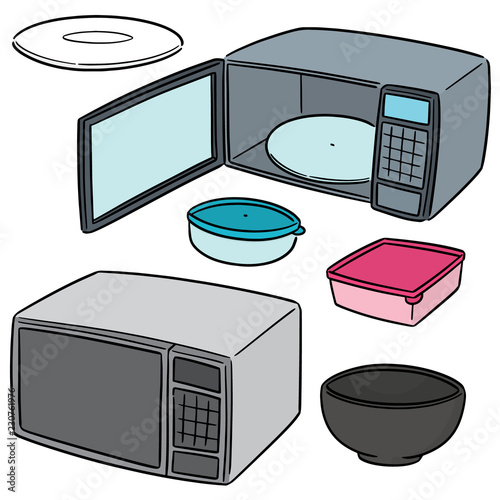vector set of microwave oven