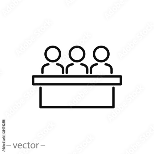 Fototapeta jury group committee icon, jurors linear sign on white background - editable vec