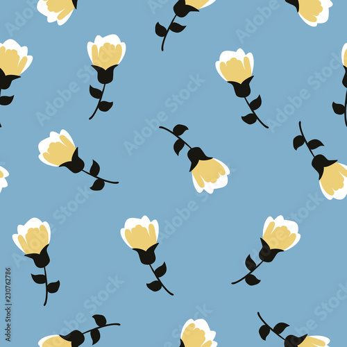 Tulips seamless vector pattern. Modern abstract style floral surface design for fabric, background, wrapping paper, print
