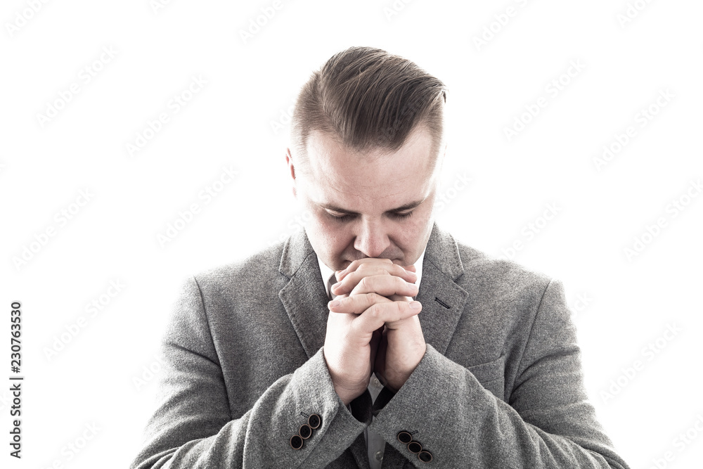 a praying man isolated on white background a praying man isolated on white background