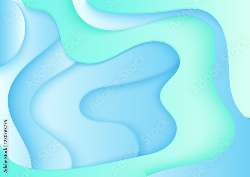 Paper cut banner concept. Smooth curved abstract plastic background. 3d abstract vector illustration.