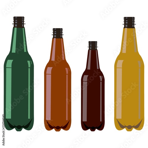 Set of four plastic bottles without any cover