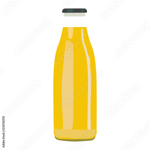 Single orange juice bottle on a white background