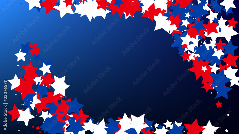 Colors of American Flag. USA Independence Day. . Invitation Background. Banner, Christmas and New Year card, Postcard, Packaging, Textile Print.