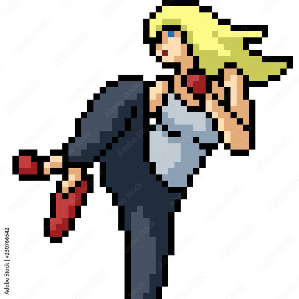 vector pixel art martial art girl