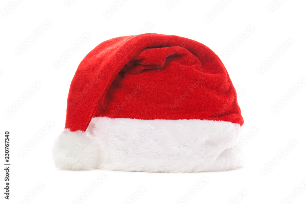Santa hat isolated on white background. Happy xmas hollidays. Santa hat at studio. Christmas, xmas, winter concept. Santa hat isolated on white background. Happy xmas hollidays. Santa hat at studio. Christmas, xmas, winter concept.