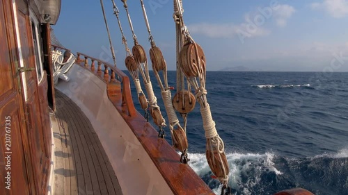Old sailing ship vessel in the Cyclades