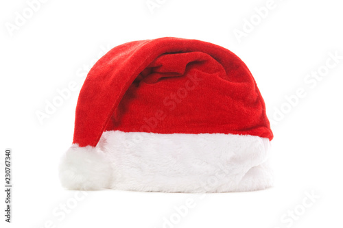 Santa hat isolated on white background. Happy xmas hollidays. Santa hat at studio. Christmas, xmas, winter concept.