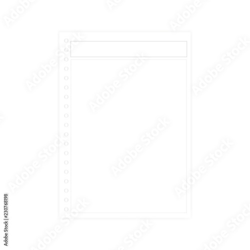 A4 filler paper for ring bound note pad - white clear sheet with header