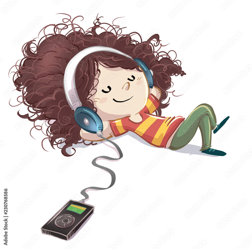 Niña Que Escucha Con Los Auriculares Imagen de archivo - Imagen de escuche,  auricular: 68888205